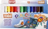 Playcolor textielverf. L: 14 cm. diverse kleuren. 12 stuk/ 1 doos. 5 gr