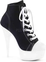 Pleaser Plateau Laarzen -44 Shoes- DELIGHT-600SK-02 US 13 Zwart/Wit