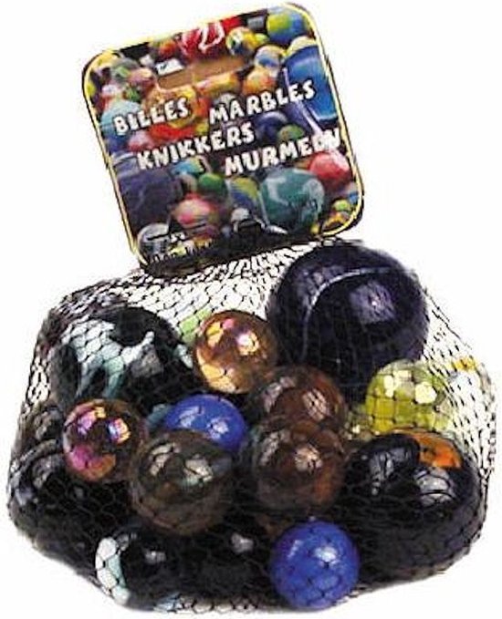 1 kilo knikker bonken in een netje - 4 verschillende formaten - knikkeren - buitenspeelgoed - Don Juan Knikkers