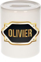 Olivier naam cadeau spaarpot met gouden embleem - kado verjaardag/ vaderdag/ pensioen/ geslaagd/ bedankt