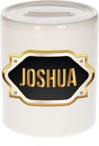 Joshua naam cadeau spaarpot met gouden embleem - kado verjaardag/ vaderdag/ pensioen/ geslaagd/ bedankt