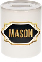 Mason naam cadeau spaarpot met gouden embleem - kado verjaardag/ vaderdag/ pensioen/ geslaagd/ bedankt