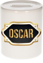 Oscar naam cadeau spaarpot met gouden embleem - kado verjaardag/ vaderdag/ pensioen/ geslaagd/ bedankt