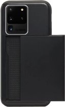 ADEL Kunststof Back Cover Hardcase Hoesje Geschikt voor Samsung Galaxy S20 Ultra - Pasjeshouder Zwart