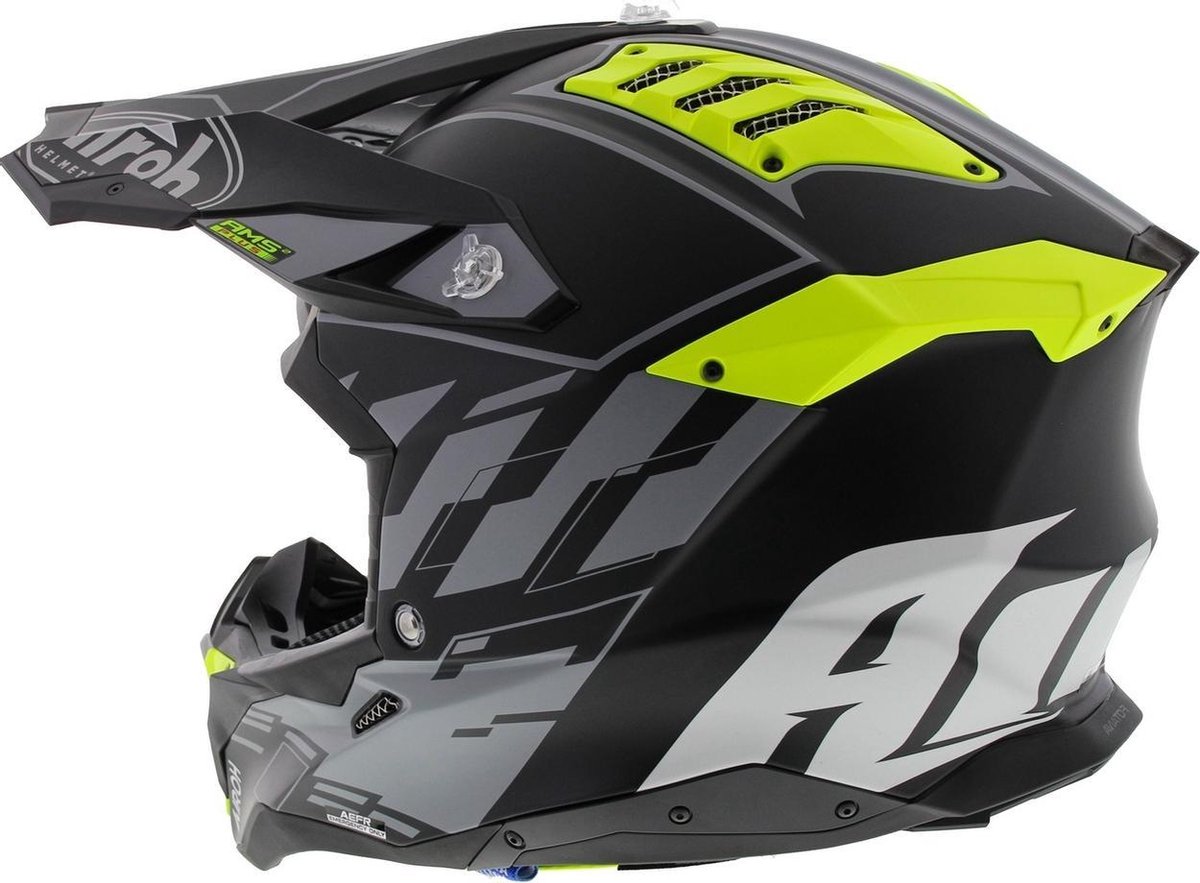 Airoh Aviator 3 AMS² Rampage crosshelm mat zwart grijs fluo geel S | bol.com