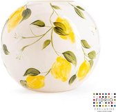 Design vaas Bolvase - Fidrio HAND PAINTED LEMON - glas, mondgeblazen bloemenvaas - diameter 40 cm hoogte 0 cm