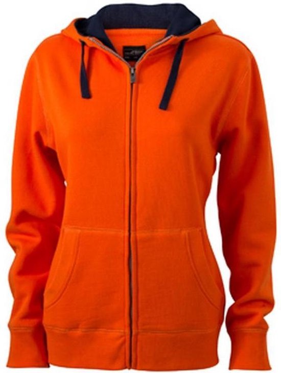 James and Nicholson Vrouwen/dames Lifestyle Zip-Hoodie (Donker Oranje/Zwaar)