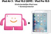 Apple iPad Air 3 / iPad 10.2 (2019) / iPad Pro 10.5 Kindvriendelijk Kind Hoes Roze + Screenprotector / Tempered Glass