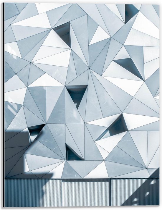 Dibond - Getekende Driehoeken op de Muur - 30x40cm Foto op Aluminium (Met Ophangsysteem)