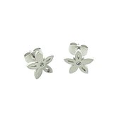 Aramat jewels ® - Stalen oorbellen zilver bloem met zirkonia