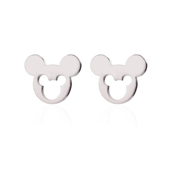 Aramat jewels ® - Oorbellen Mickey mouse zweerknopjes zilverkleurig chirurgisch staal 10mm