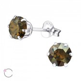 Aramat jewels ® - Zilveren swarovski elements kristal oorbellen rond 6mm brons