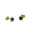 Aramat jewels ® - Vierkante zweerknopjes zirkonia donker blauw goudkleurig chirurgisch staal 6mm