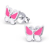 Aramat jewels ® - 925 sterling zilveren oorbellen vlinder donkerroze