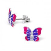 Aramat jewels ® - 925 sterling zilveren oorbellen vlinder paars en donker roze