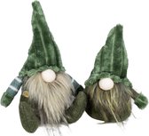 Gnooms / Gnoom / Kerstkabouters, Stelletje (2 Stuks), Hand Gefabriceerd, Grijs-groen, Hoogte: Ca. 20 En 16,5 Cm