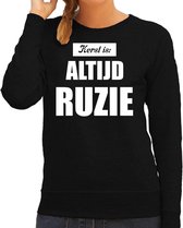 Zwarte foute Kersttrui / sweater - Kerst is altijd ruzie - dames - Kerstkleding / Christmas outfit XL