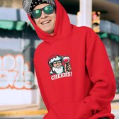 Foute Kerst Hoodie Rood Cheers - Maat XS - Kerstkleding voor dames & heren