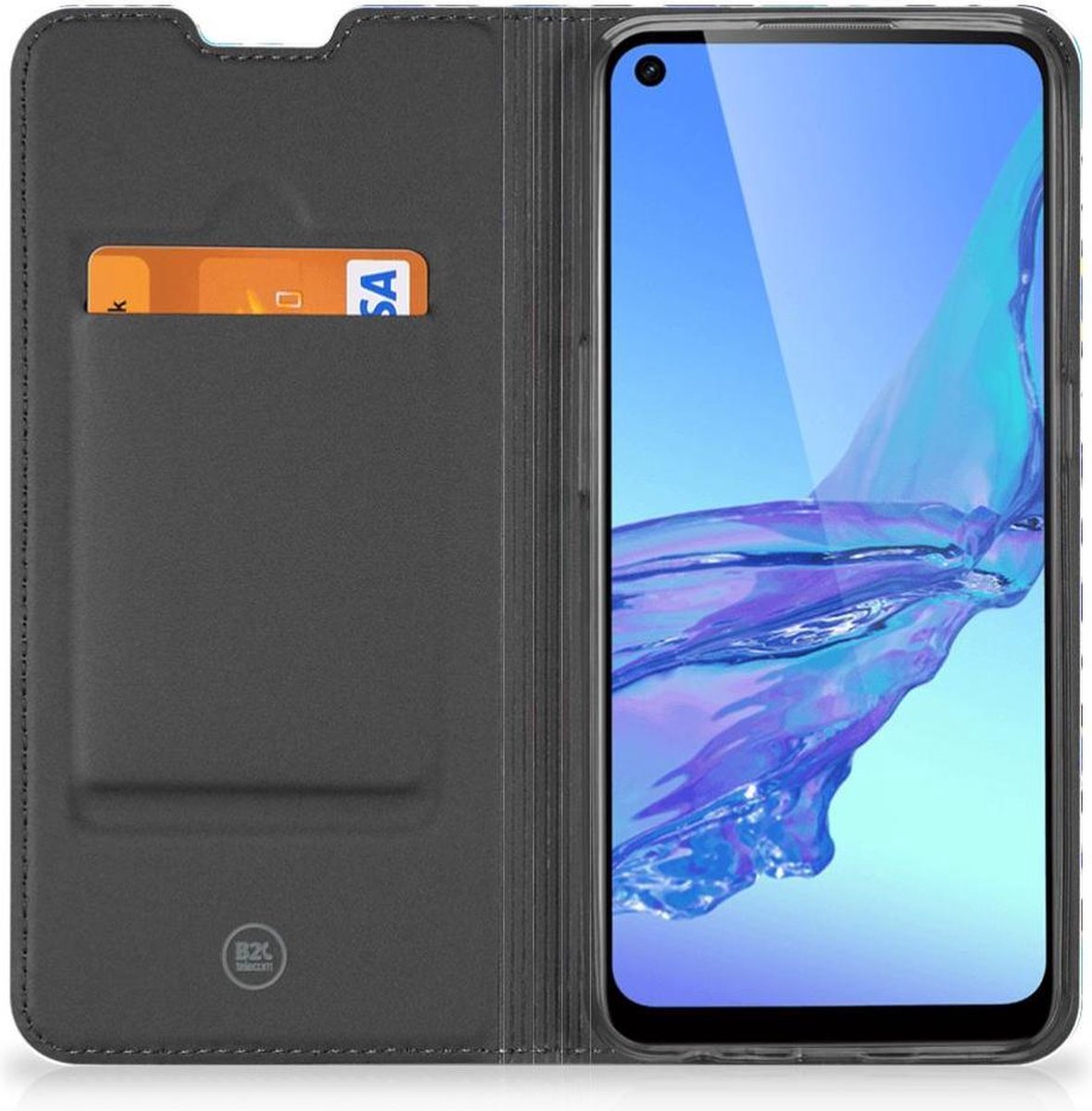 PU-lederen Telefoonhoesje Voor OPPO A53 / A53s – Flipcase Met 3 Kaarthouders, Magnetische Sluiting, Standfunctie, Groen
