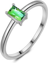 Twice As Nice Ring in zilver, baguette zirkonia, smaragd kleur, 5 mm  54