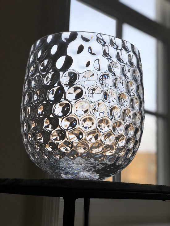 Bloemenvaas transparant glas rond maat M - Fidrio | bol.com