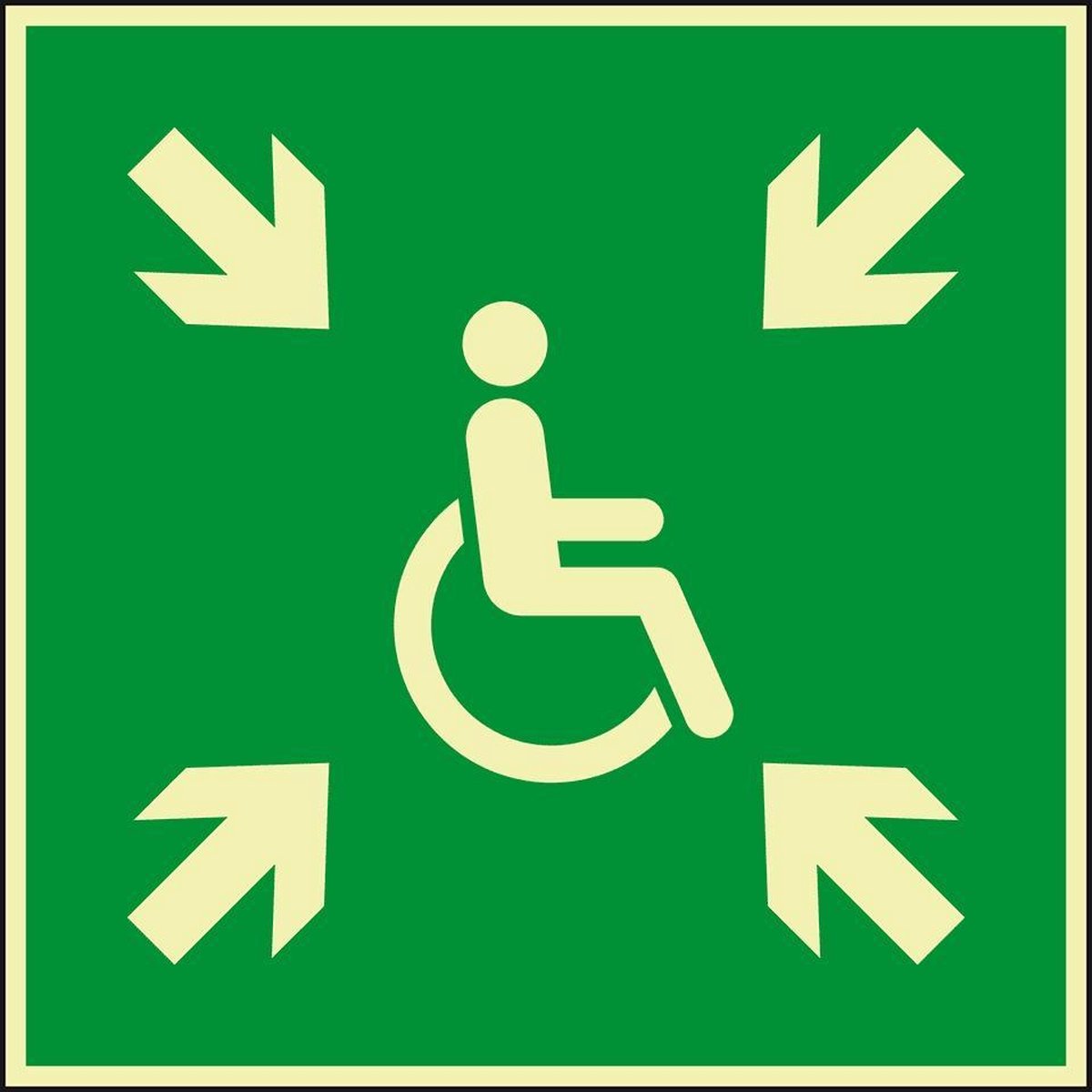 Extra lichtgevend verzamelplaats bord invaliden - aluminium - E024 400 x 400 mm