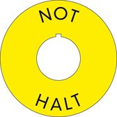 Noodstop sticker, Emergency stop, geel, met gat Duits sticker Ø 60 mm