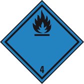 ADR klasse 4.3 sticker ontvlambaar met water, zeewaterbestendig 150 x 150 mm
