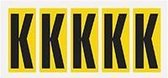Letter stickers alfabet - 20 kaarten - geel zwart teksthoogte 75 mm Letter K