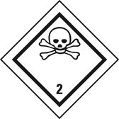 ADR sticker klasse 2.3 'Giftig gas' papier op rol (1000 stuks) 50 x 50 mm