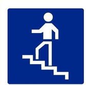 Trap stijgend sticker, blauw wit 150 x 150 mm