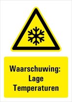 Sticker met tekst waarschuwing lage temperaturen 148 x 210 mm