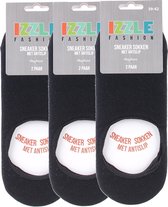 IZZLE Invisible Sneaker Sokken met siliconen hiel antislip - Zwart – Maat 39/42 – 6 paar