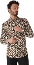 OppoSuits The Jag Shirt - Heren Carnvals Overhemd - Jaguar Tijger Panter Shirt - Beige - Maat EU 37/38