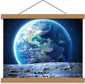 Schoolplaat – Wereldbol vanaf de Maan - 40x30cm Foto op Textielposter (Wanddecoratie op Schoolplaat)