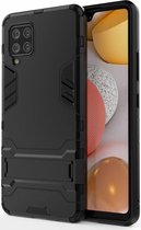 Samsung Galaxy A42 Hoesje Shock Proof Back Cover Met Kickstand Zwart