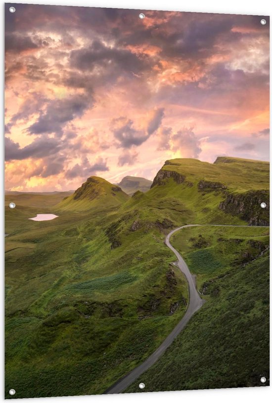 Tuinposter – The Quiraing Landschap, Schotland - 100x150cm Foto op Tuinposter  (wanddecoratie voor buiten en binnen)