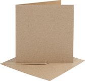 Kaarten en enveloppen, afmeting kaart 15,2x15,2 cm, afmeting envelop 16x16 cm, 230 gr, naturel, 4 set/ 1 doos