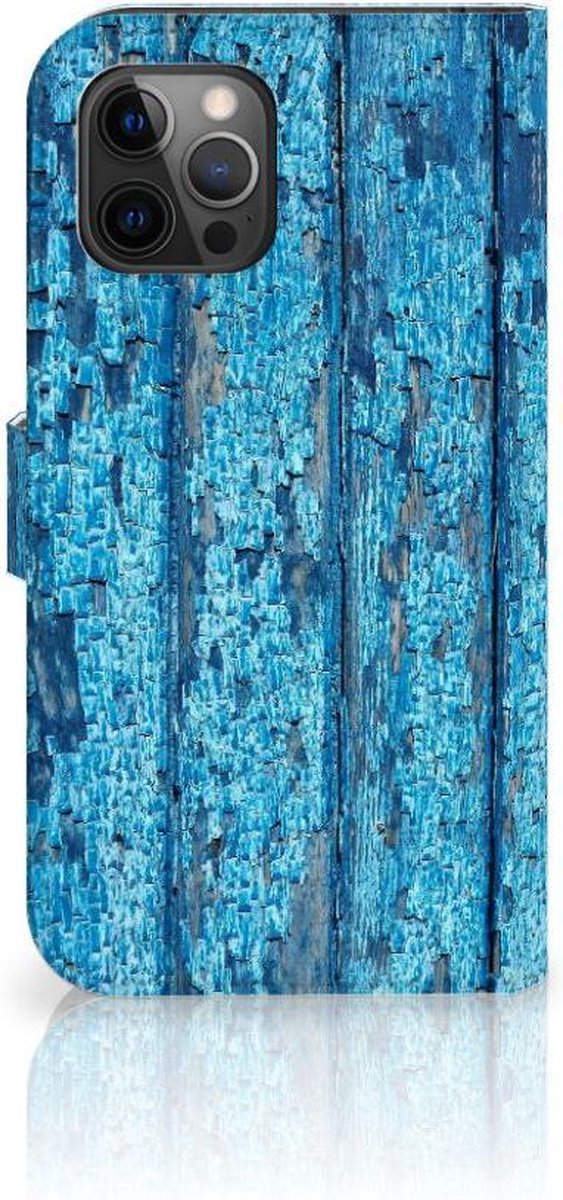 Apple iPhone 12 Pro Max Book Style Case Wood Blue