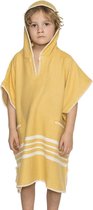 Kinder Strandponcho Hamam Mustard Yellow - 8-9 jaar* - - jongens/meisjes/unisex pasvorm - poncho handdoek voor kinderen met capuchon - zwemponcho - badcape - badponcho