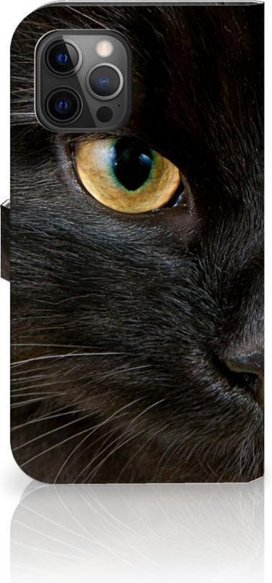 Apple iPhone 12 Pro Max Telefoonhoesje met Pasjes Zwarte Kat