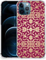 Leuk TPU Back Case iPhone 12 | 12 Pro Telefoonhoesje  met doorzichtige rand Barok Pink