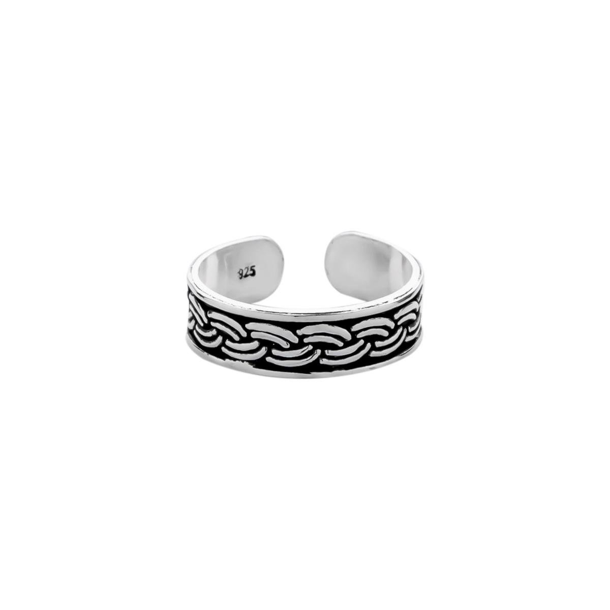 Zilveren teenring - vlechtwerk - 925 zilver - nikkelvrij - hypoallergeen