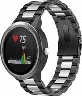 Stalen Smartwatch bandje - Geschikt voor  Garmin Vivoactive 3 stalen band - zwart/zilver - Horlogeband / Polsband / Armband