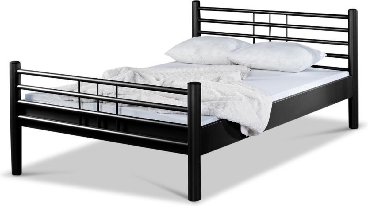 Bed Box Wonen - Lea metalen bed - Zwart - 90x200