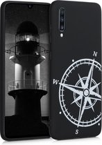 kwmobile telefoonhoesje compatibel met Samsung Galaxy A70 - Hoesje voor smartphone in wit / zwart - Vintage Kompas design
