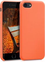 kwmobile telefoonhoesje voor Apple iPhone SE (2022) / SE (2020) / 8 / 7 - Hoesje met siliconen coating - Smartphone case in papaya