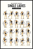 JUNIQE - Poster met kunststof lijst Single Ladies songtekst -13x18