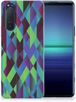 Coque Téléphone pour Sony Xperia 5II Souple Housse Résumé Vert Bleu