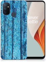 Backcase Siliconen Hoesje OnePlus Nord N100 Telefoonhoesje Wood Blue